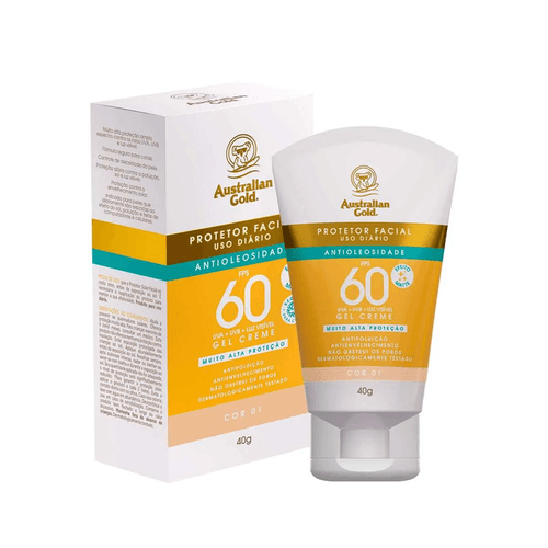 Protetor Solar Facial Australian Gold Antioleosidade FPS60 Cor 01 40g