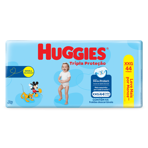 Fralda Descartavel Huggies Tripla Proteçao Mega XXG com 44 unid