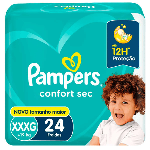 Fralda Pampers Confort Sec Mega XXXG com 24 Unidades