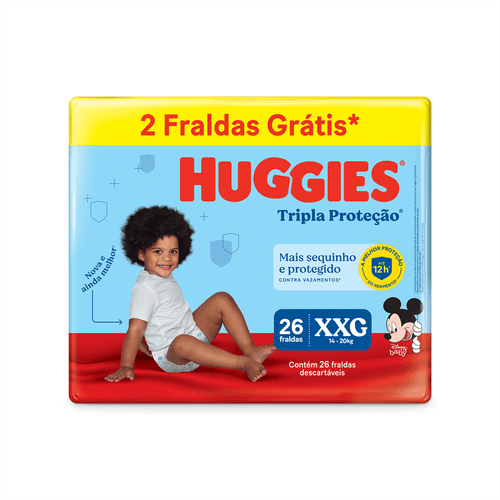 Fralda Huggies Disney Tripla Proteção Meguinha XXG com 26 Unidades