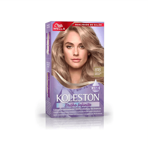 Kit Tintura Colorante Koleston Brilho Infinito Louro Claro Perolado 818