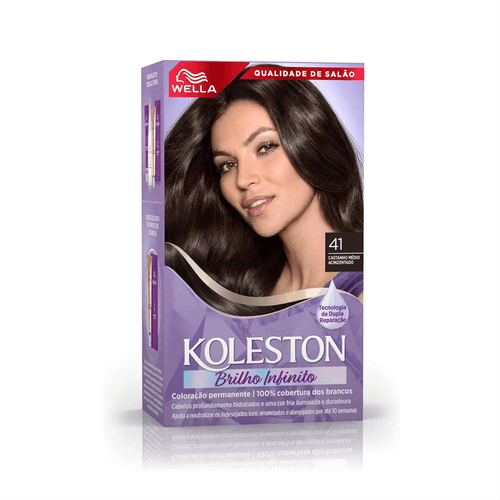 Kit Tintura Colorante Koleston Brilho Infinito Castanho Médio Acinzentado 41