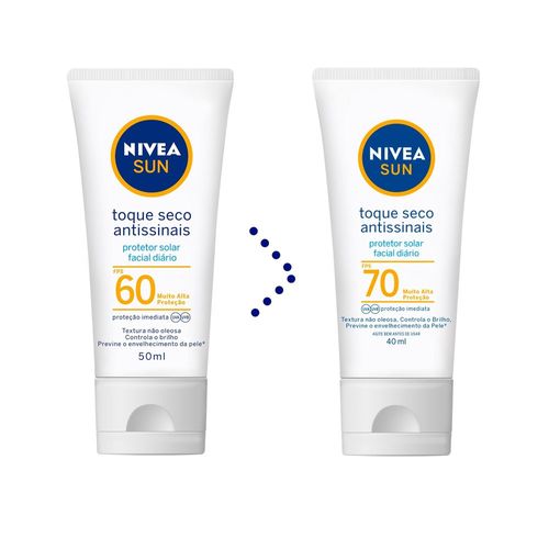 Nivea Sun Protetor Solar Facial Toque Seco Antissinais FPS 70 40ml
