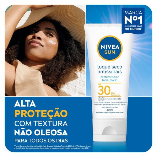 Protetor Solar Facial Nivea Sun Toque Seco Antissinais FPS30 40ml