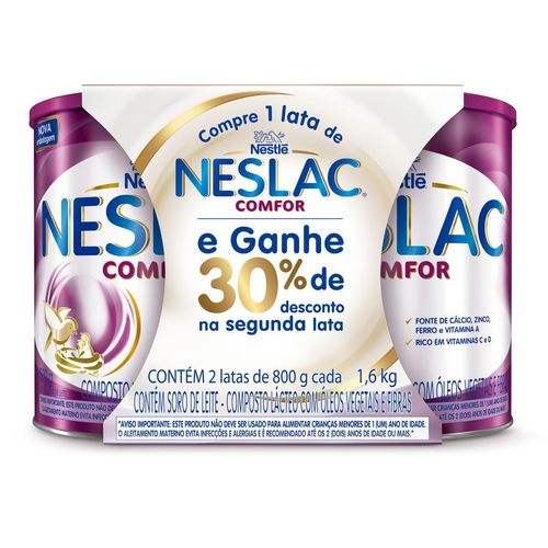 Kit Composto Lácteo Neslac Comfor 800g com 2 unidades 30% de Desconto na 2º Unidade