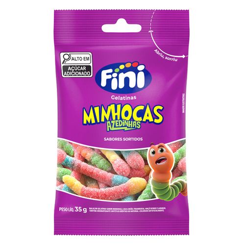 Balas de Gelatina Fini minhocas Azedinhas 35g