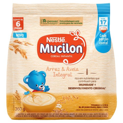 Cereal Infantil Mucilon Arroz e Aveia Integral Sachê 360g