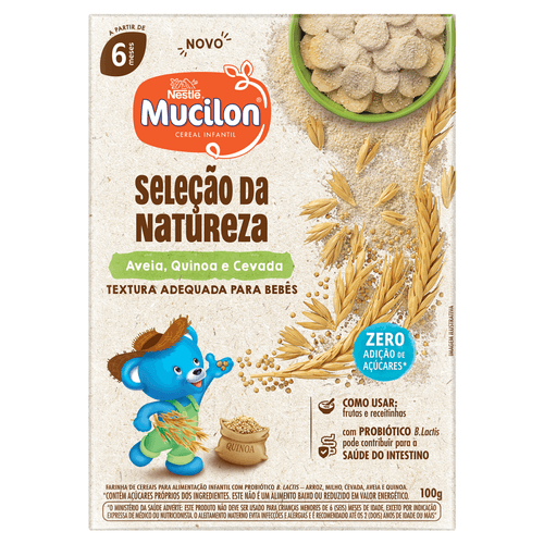 Cereal Infantil Mucilon Seleção da Natureza Aveia, Quinoa e Cevada 100g