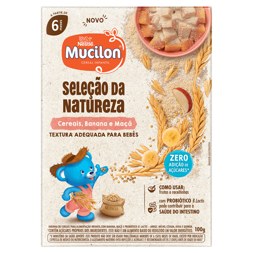 Cereal Infantil Mucilon Seleção da Natureza Cereais, Banana e Maça 100g