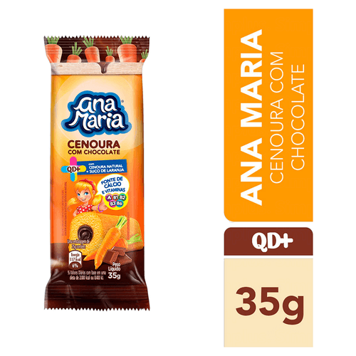 Bolinho Cenoura Recheio Chocolate Ana Maria QD+ Pacote 35g