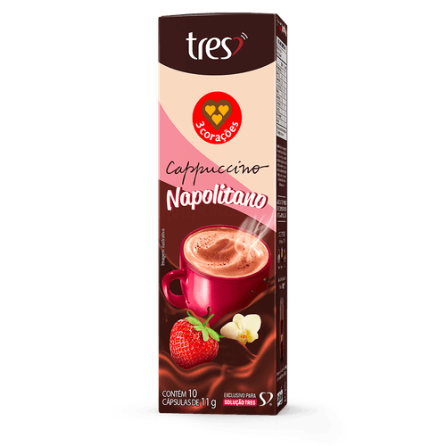 Estojo Três Corações Cappuccino Napolitano com 10 Cápsulas 11g