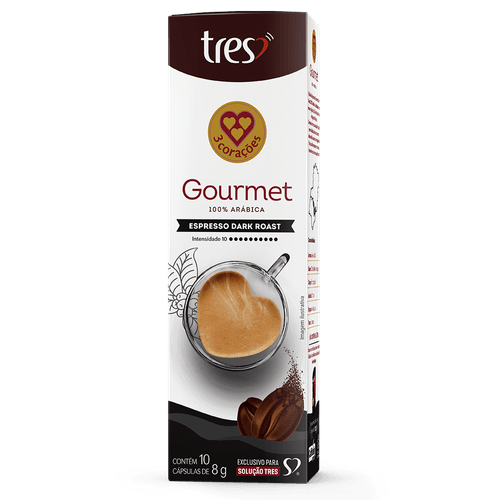 Estojo Três Corações Gourmet Dark Roast com 10 Cápsulas 8g