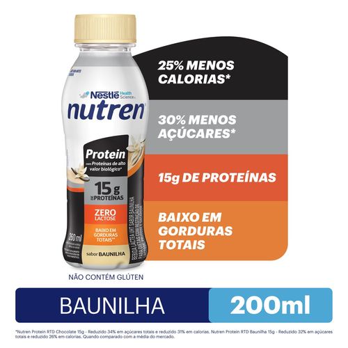 Bebida Láctea Nutren Protein 15g de proteínas Baunilha 260ml