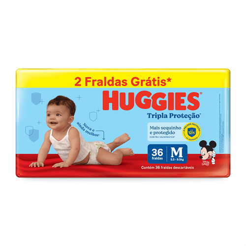 Fralda Huggies Disney Tripla Proteção Meguinha M com 36 Unidades