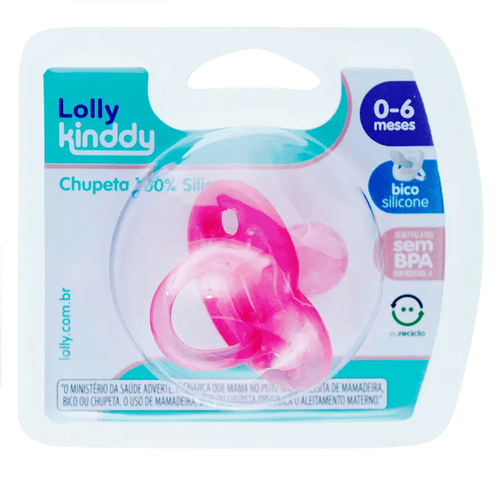 CHUPETA LOLLY KINDDY 100% SILICONE 0-6 MESES ROSA BPA FREE