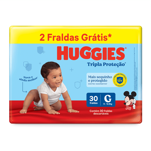 Fralda Huggies Disney Tripla Proteção Meguinha G Com 30 Unidades