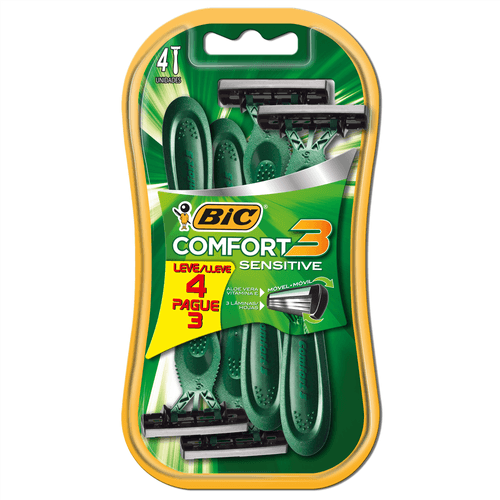 Aparelho de Barbear Bic Comfort 3 pele sensível  leve 4 pague 3