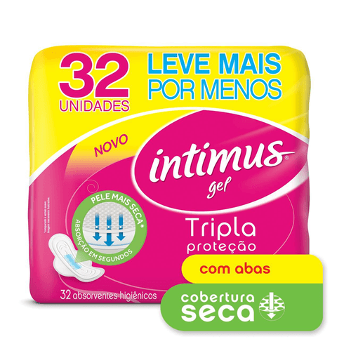 Absorvente Intimus Tripla Proteção Seca Com Abas Com 32 Unidades
