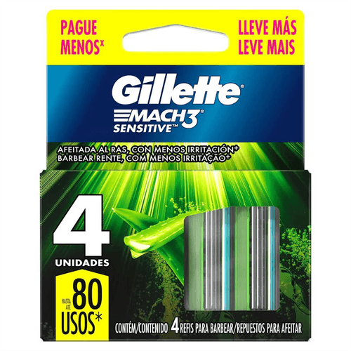 Carga para Aparelho de Barbear Gillette Mach3 Sensitive Leve 4 Pague 3