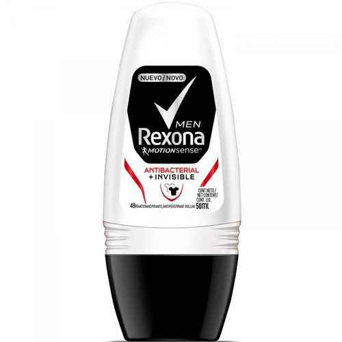 Desodorante Roll-On Rexona Men Antibacterial Invisible 50ml