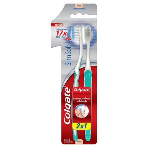 Kit Escova Dental Colgate SlimSoft Macia Leve 2 Pague 1 Unidade