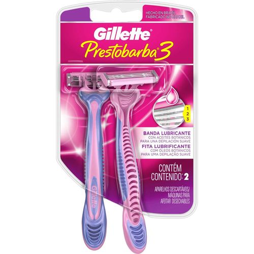 Aparelho de Depilação Gillette Prestobarba3 Feminino com 2 Unidades