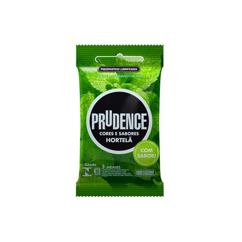 Preservativo Prudence Cores e Sabores hortelã com 3 unidades