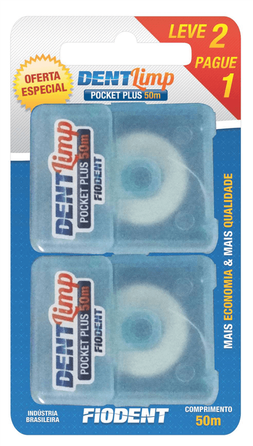 Fio dental Dentlimp pocket plus 50m leve 2  pague 1