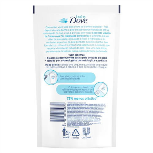 Sabonete Líquido Dove Baby Hidratação Enriquecida Refil 180ml