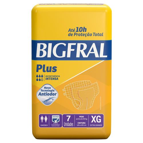 Fralda Geriátrica Bigfral Plus XG com 7 unidades