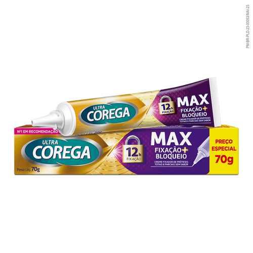 Fixador de Dentaduras Corega Max Creme Sem Sabor 68/70g