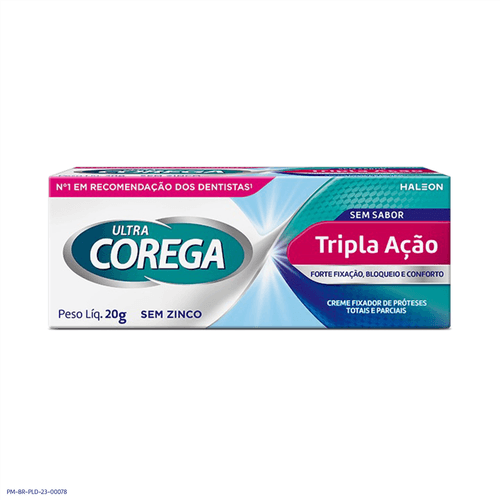 Fixador de Dentaduras Corega Tripla Açao Creme Sem Sabor 19/20g