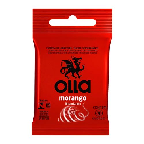 Preservativo Olla Morango com 3 Unidades