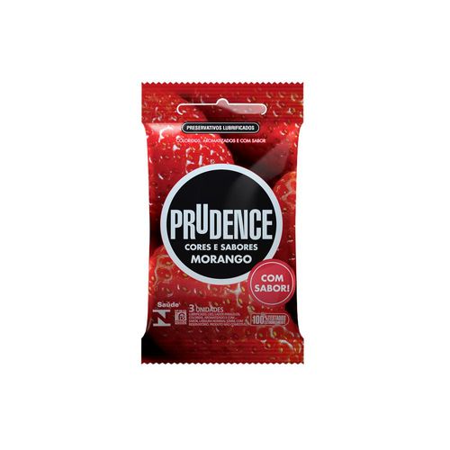 Preservativo Prudence Cores e Sabores morango com 3 unidades