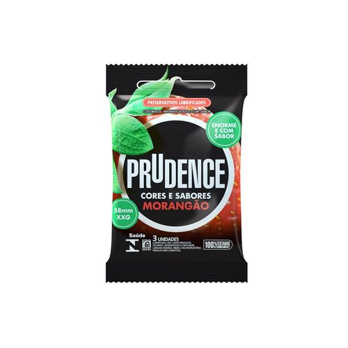 Preservativo Prudence Cores e Sabores Morangão XXG com 3 unidades