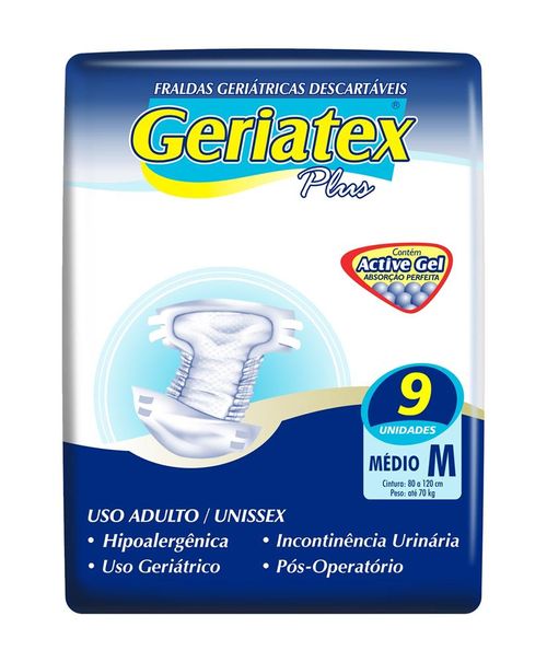 Fralda Geriátrica Geriatex Plus M com 9 Unidades