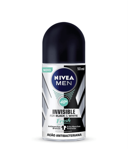 Nivea Men Desodorante Antitranspirante Roll On Invisible Black & White Fresh 50ml