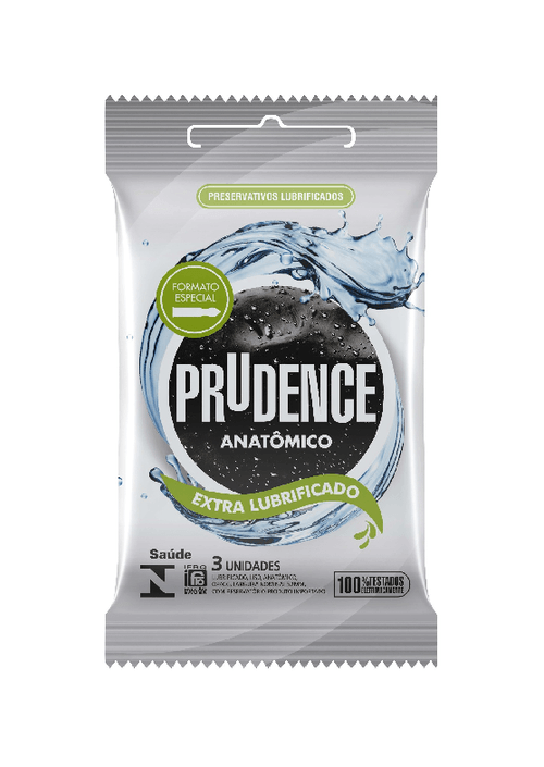 Preservativo Prudence Anatômico Extra Lubrificado com 3 unidades
