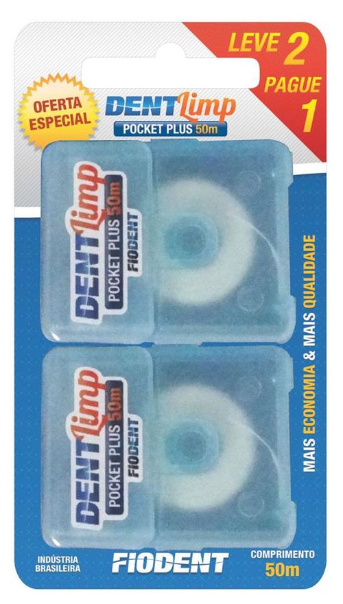 Fio dental Dentlimp pocket plus 50m leve 2  pague 1