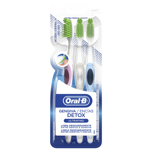 Kit Escova Dental Oral-B Gengiva Detox Ultrafino com 3 unidades