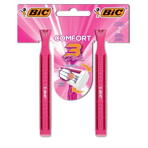 Aparelho de Barbear Bic Comfort 3 pink com 2 unidades