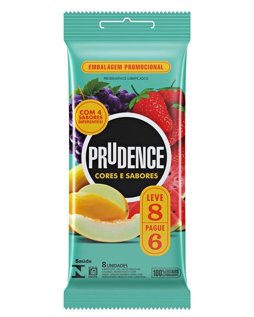 Preservativo Prudence Cores E Sabores Mix Leve 8 Pague 6 Unidades