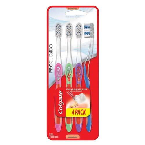 Kit Escova Dental Colgate Procuidado Macia/Suave com 4 Unidades