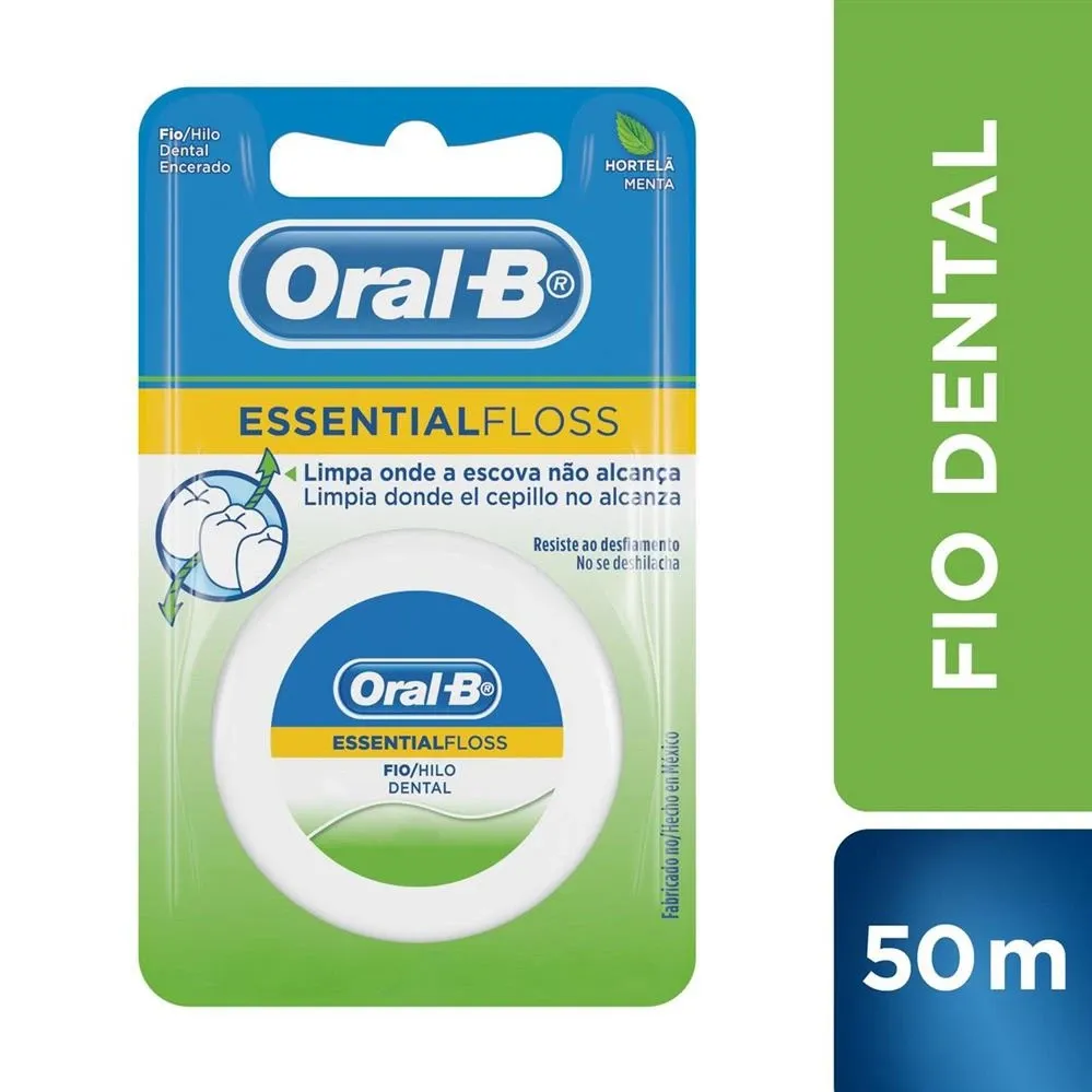 Fio Dental Oral-B Essential Floss Hortelã Menta com 50 Metros