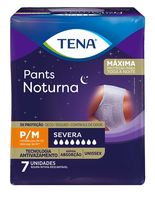 Roupa Íntima Tena Pants Noturna P/M com 7 Unidades