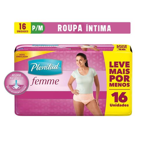 Roupa Íntima Plenitud Femme P/M com 16 Unidades Leve Mais Por Menos