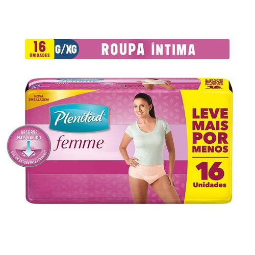 Roupa Íntima Plenitud Femme G/XG com 16 Unidades Leve Mais Por Menos