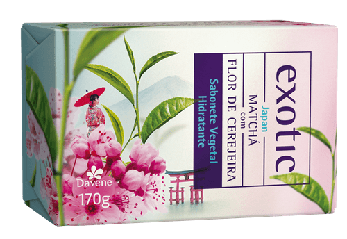 Sabonete Barra Vegetal Davene Exotic Japan Matchá com Flor de Cerejeira 170g