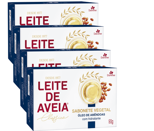 Kit Sabonete Barra Davene Leite de Aveia Óleo de Amêndoas 90g com 4 Unidades Oferta Especial