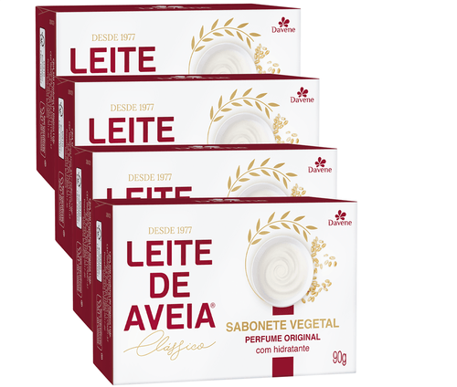 Kit Sabonete Barra Davene Leite de Aveia Perfume Original 90g com 4 Unidades Oferta Especial